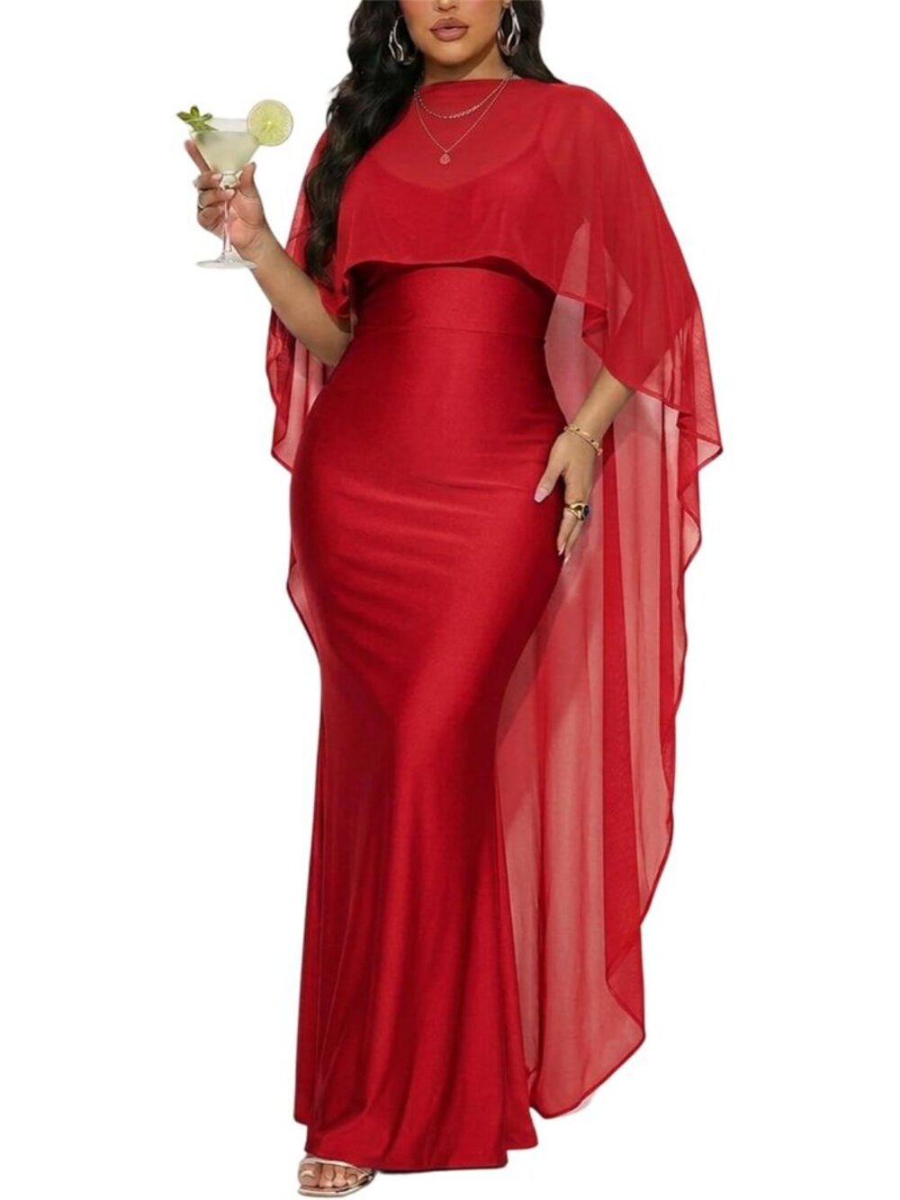 Women's Red Satin Bodycon Formal Flowy Evening Gown Wedding Guest Maxi Dresses